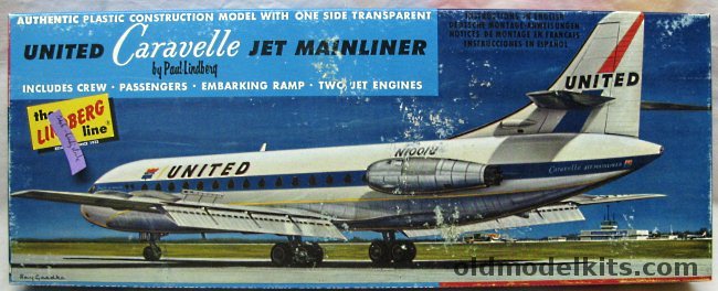 Lindberg 1/96 United Airlines Caravelle with Full Interior - Clear Fuselage 1/2 - Crew - Passengers, 568-149 plastic model kit